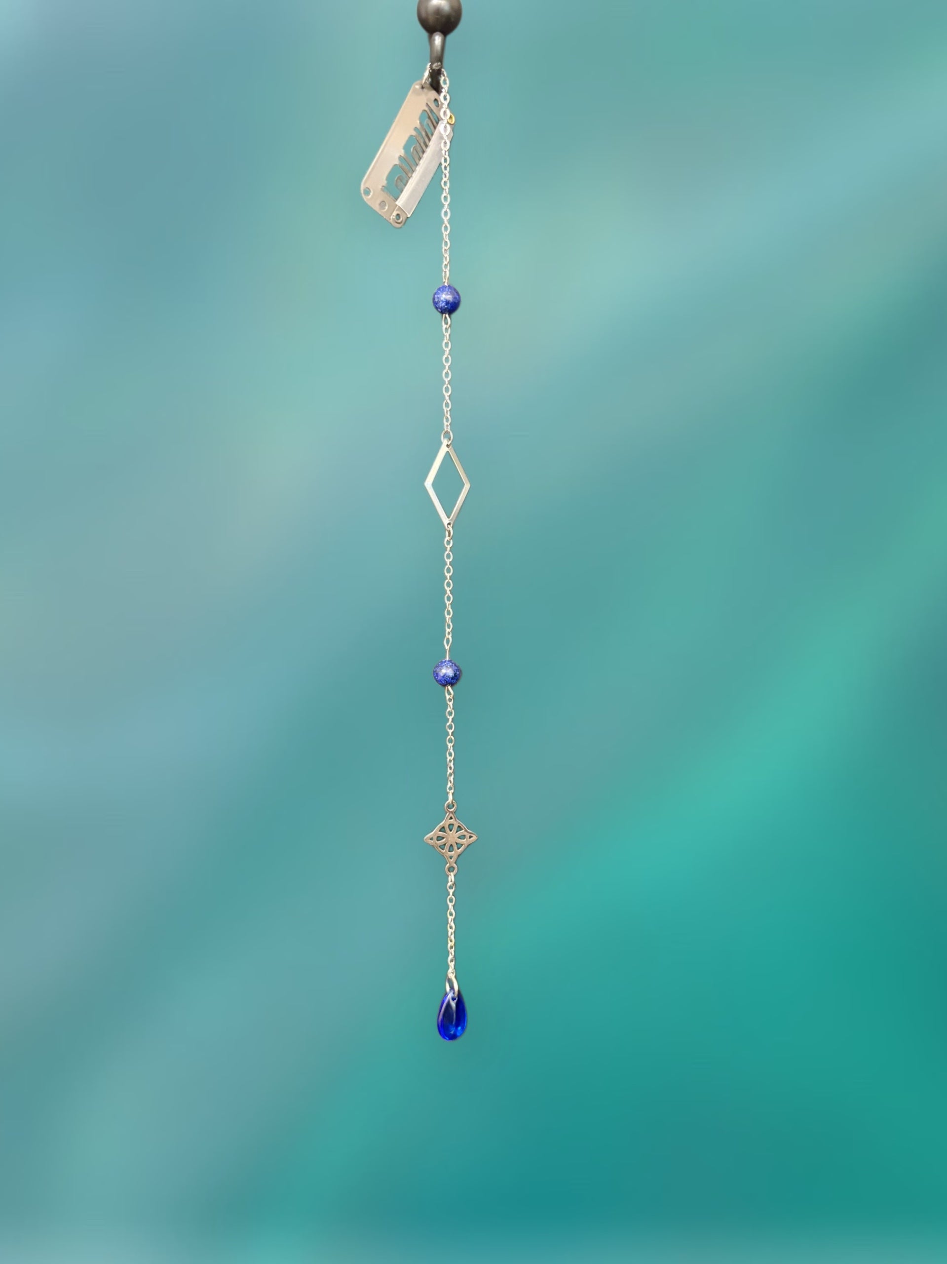 H72 Stainless Steel Hair Chain With Lapis Lazuli Beads | Astral